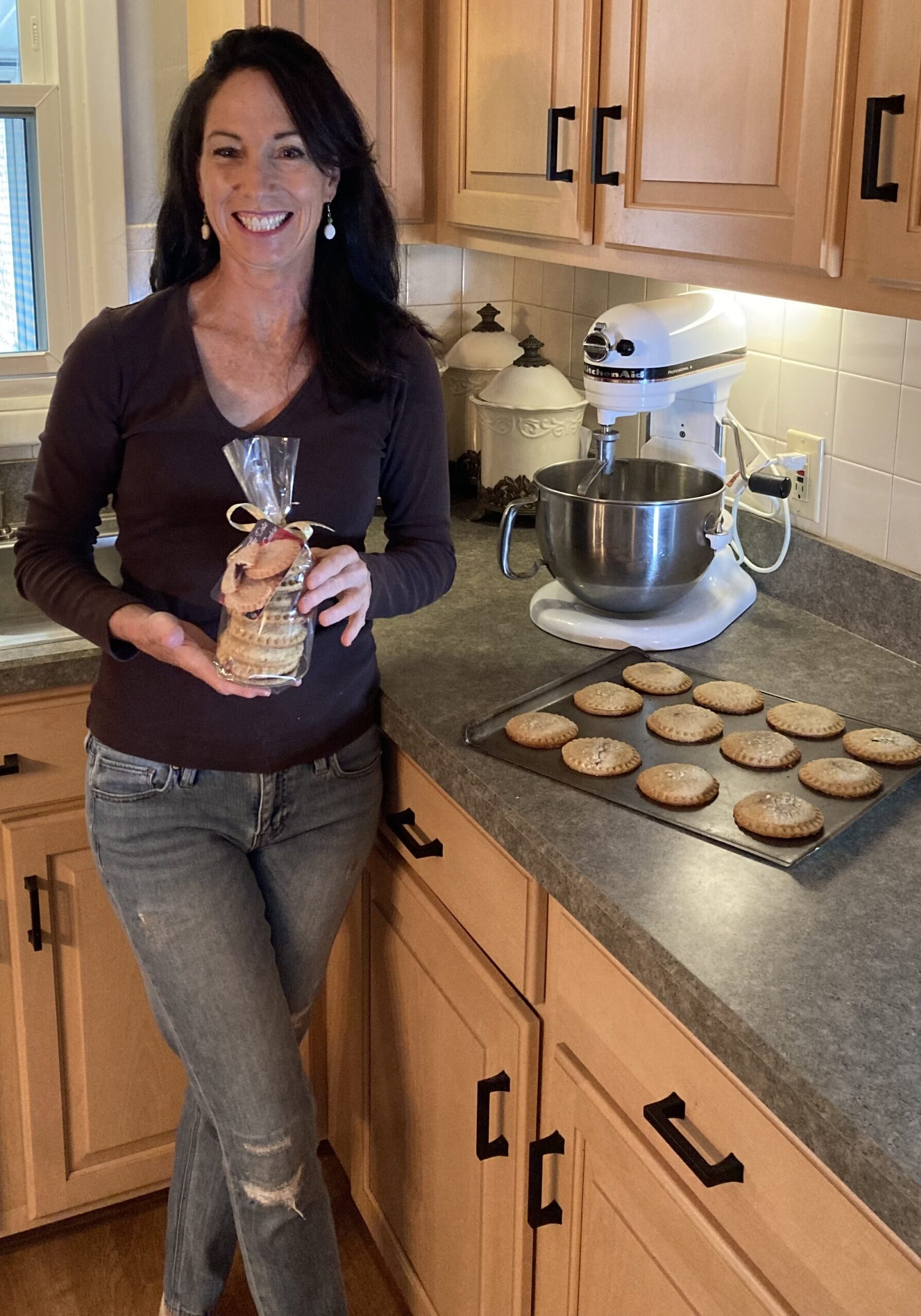 Kim in kitchen with Date Cookie Kim in kitchen with Date Cookie